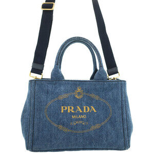 PRADA Canapa Denim Handbag Bag